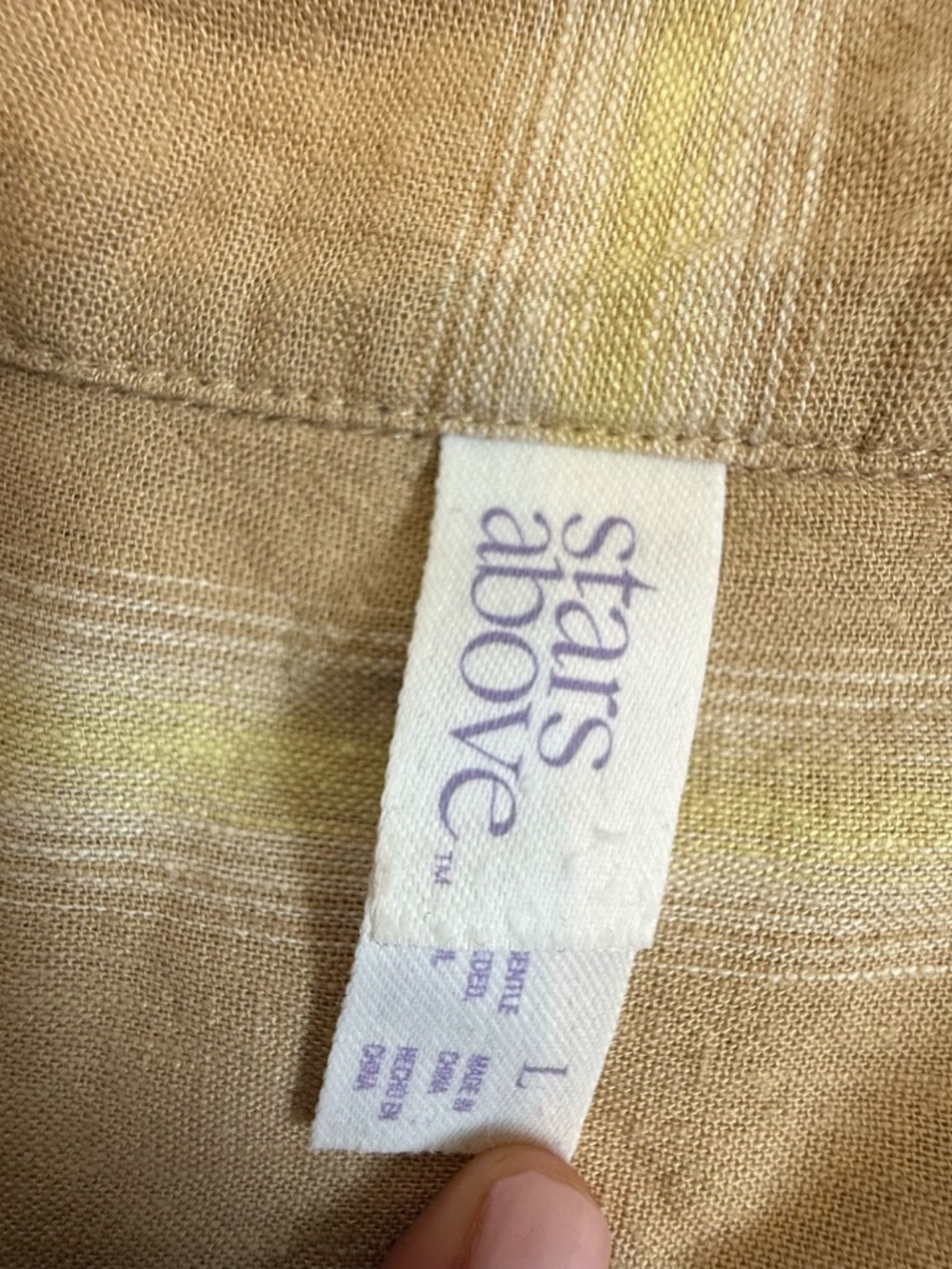 Stars Above Linen Blend Cream Short Sleeve Button Down Shirt Size Large - Picture 5 of 7